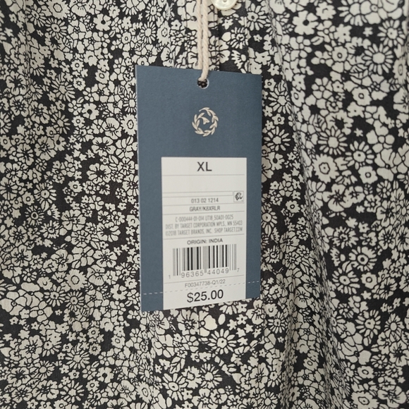 NWT Universal Thread Black White Women's Peasant Blouse Top Size XL - Picture 2 of 3